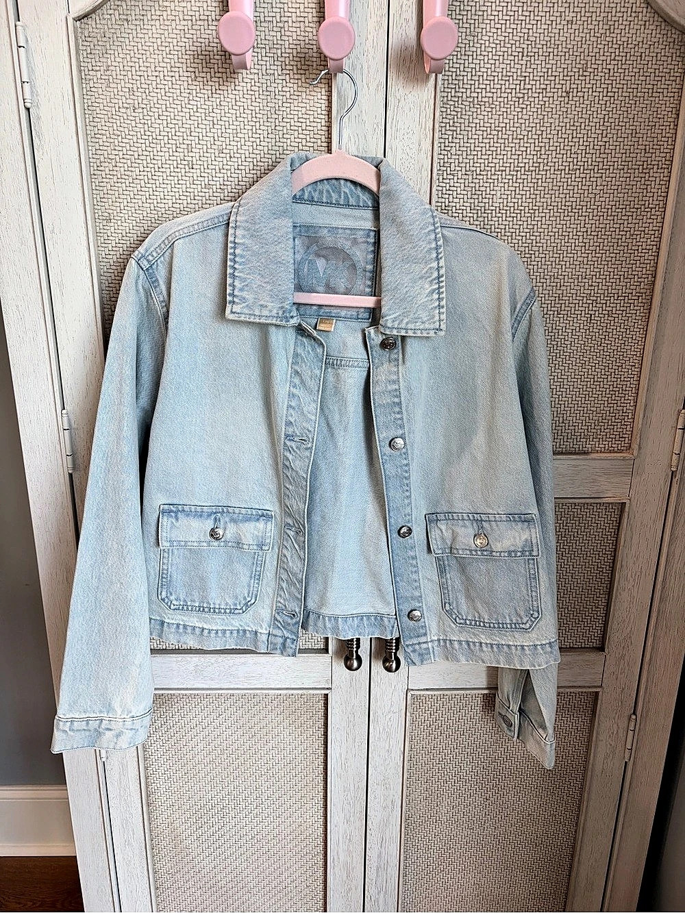 Michael Kors Cropped Denim Jacket Women's Blue Large